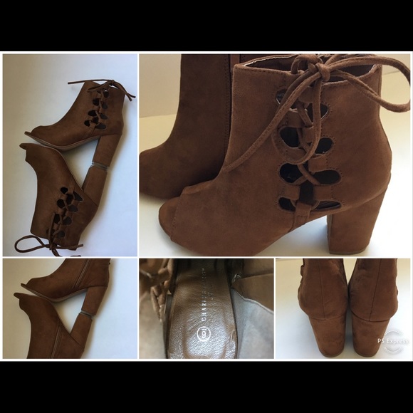 🔥Charles Albert Peep Toe faux suede Bootie Size 6 - Picture 7 of 7